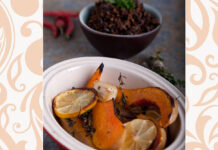 Gebackener Butternusskürbis mit Cranberry-Wildreis & Zitronenjoghurt